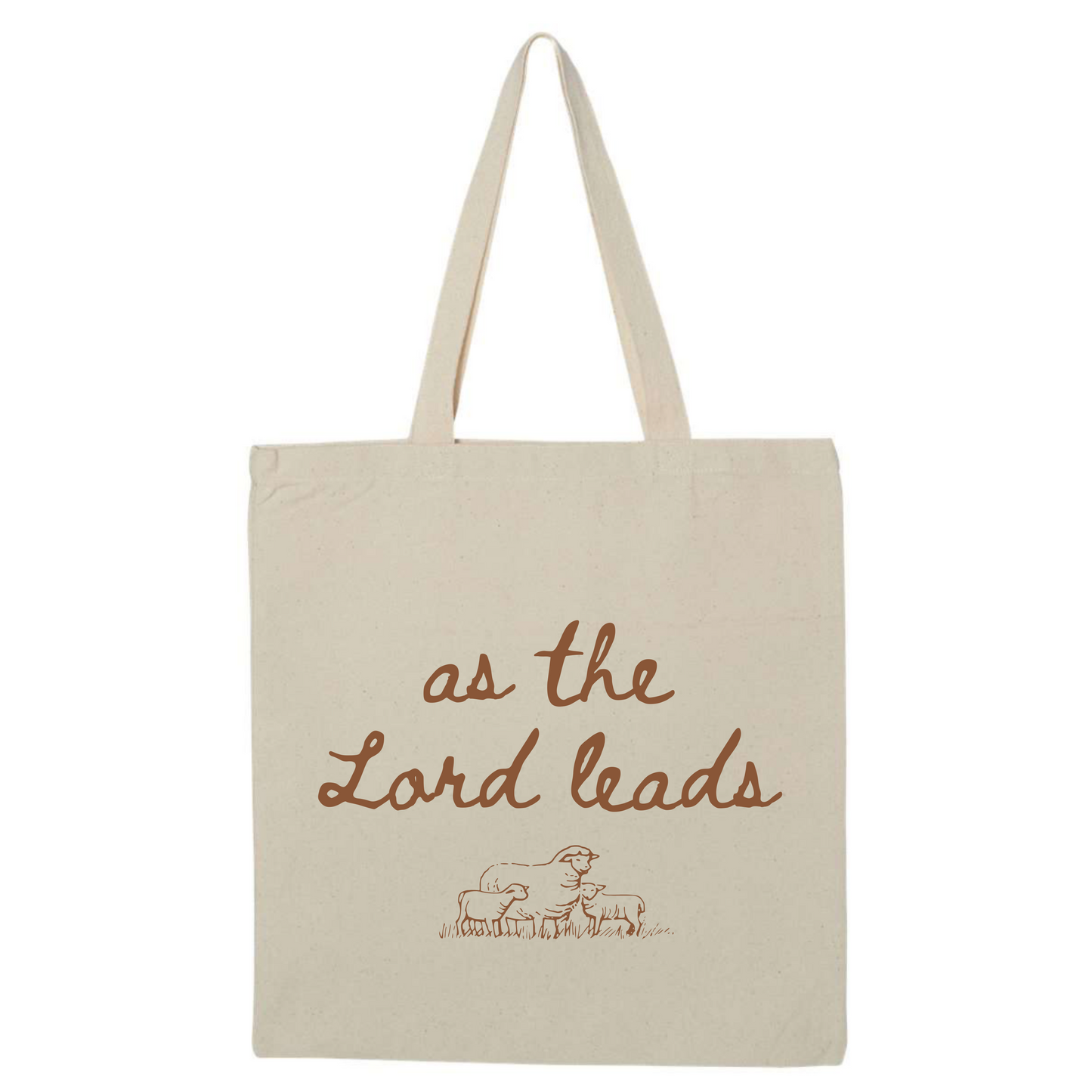 as the Lord leads tote bag
