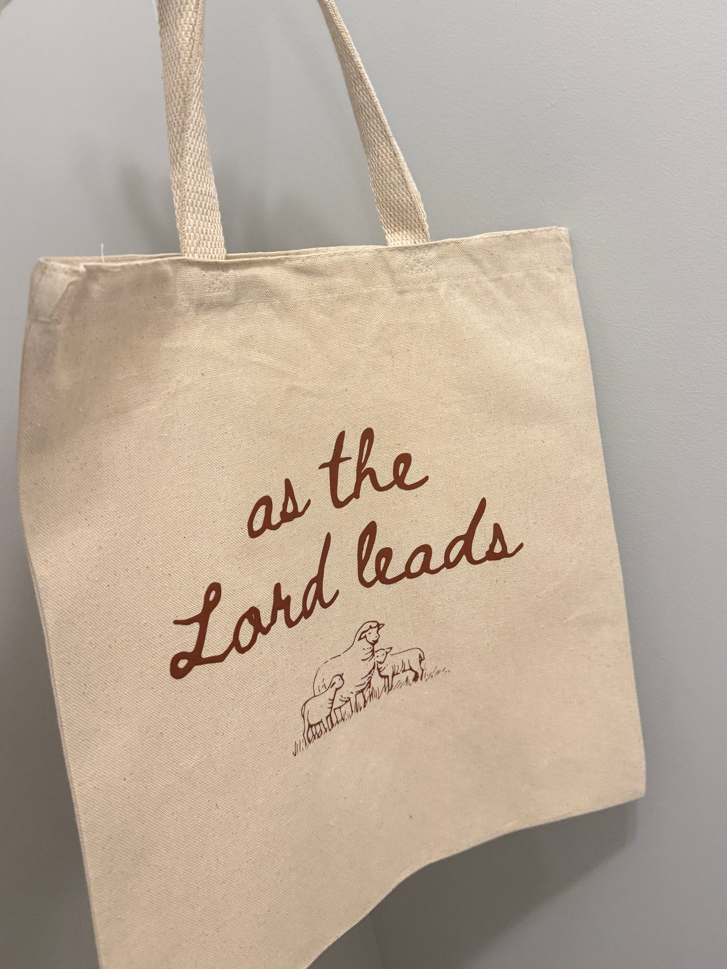 as the Lord leads tote bag